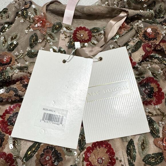 MAC DUGGAL 5533 Embellished Gown 4 Antique Rose High Neck Long Sleeves NWT $798 - Picture 10 of 16